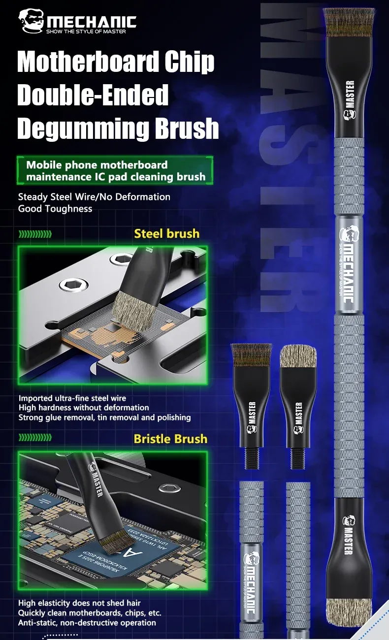 Brosse en acier pour mécanicien, vue de détail
