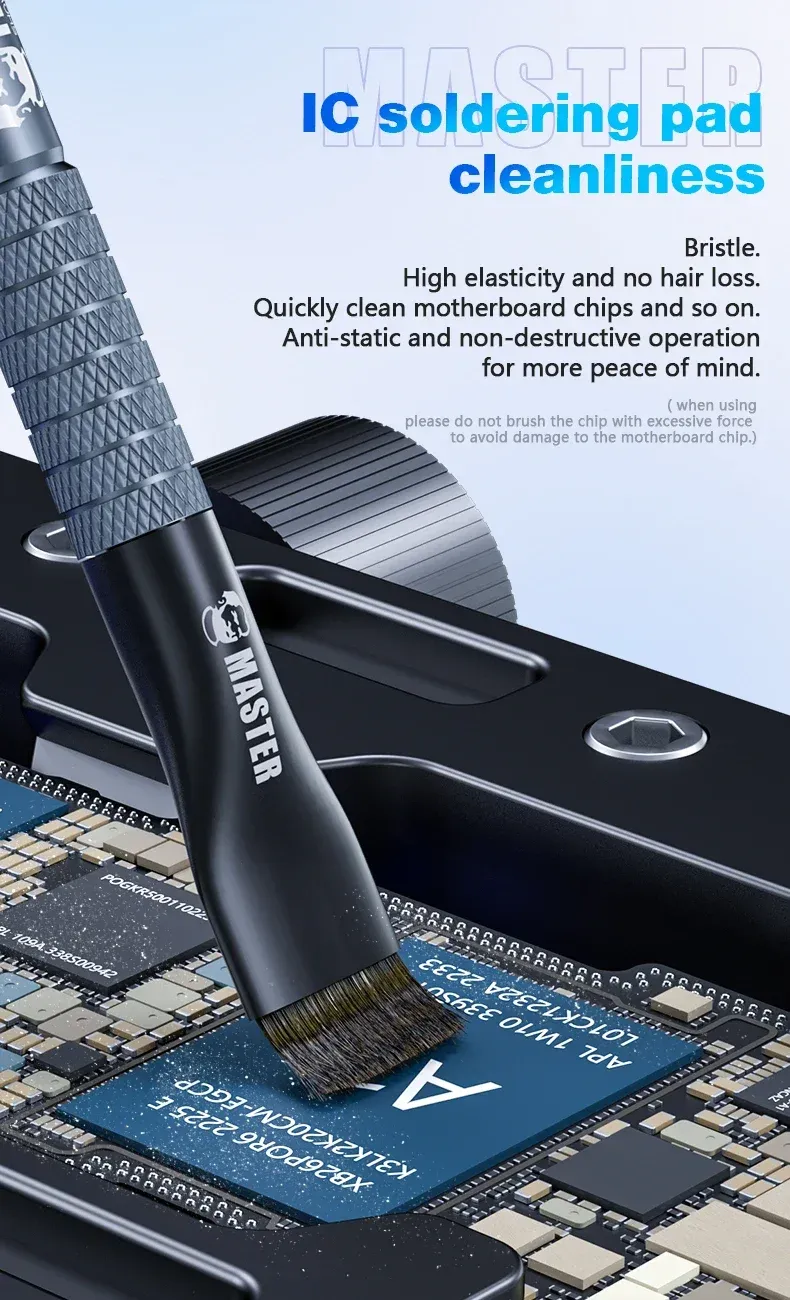 Brosse en acier pour mécanicien, détail de la tête