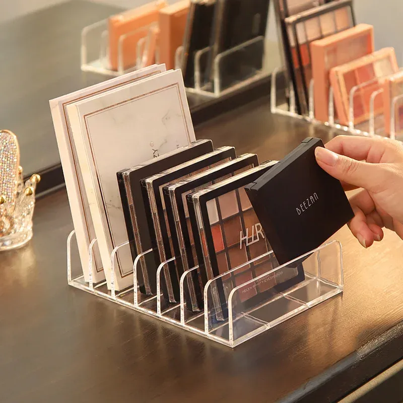 Organisateur de maquillage à 7 compartiments, présentoir de bureau pour palettes de fards à paupières, étagère de rangement pour maquillage, blush, cosmétiques et outils de maquillage 2