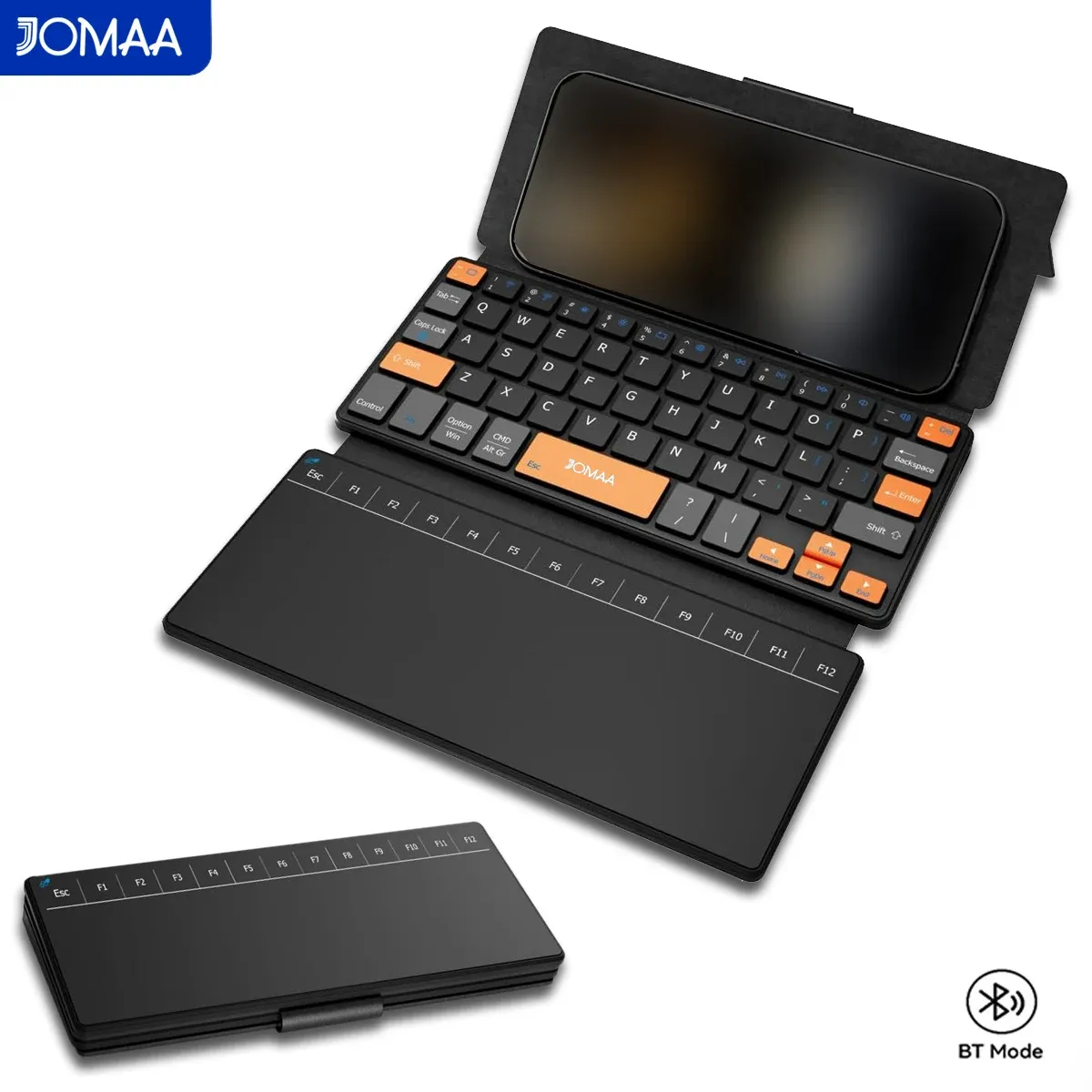 Clavier de voyage sans fil Bluetooth rechargeable à 59 touches avec pavé tactile et support en cuir