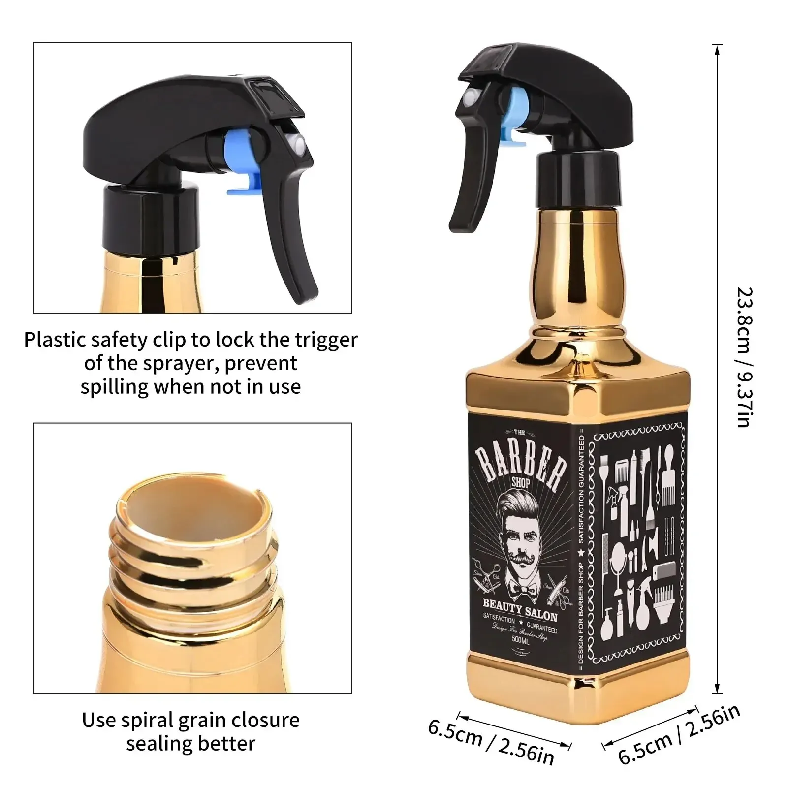 Vaporisateur continu africain pour salon de coiffure, bouteille de pulvérisation d'eau pour coupe de cheveux, accessoires de barbier, outils de barbier, 500 ml 3