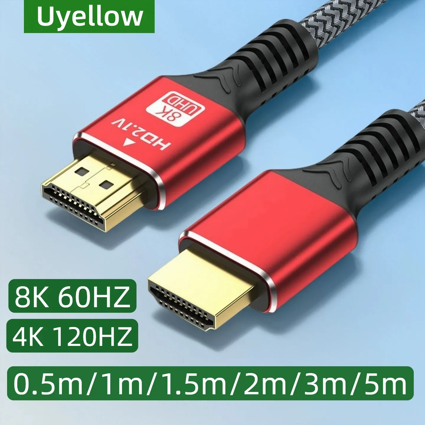 Câble HDMI 2.1 48 Gbps 8K 60Hz, 4K 120Hz, HDR et 3D, longueurs 50 cm, 1 m, 2 m, 3 m et 5 m, compatible HDTV et PC