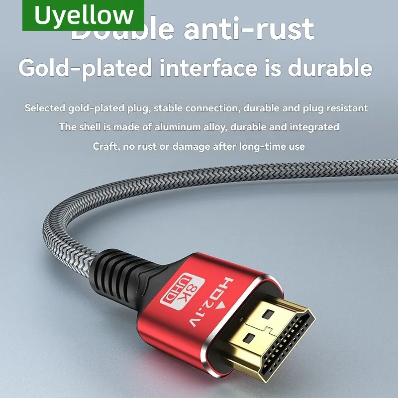 Câble HDMI 2.1 48 Gbps 8K 60Hz, 4K 120Hz, HDR et 3D, longueurs 50 cm, 1 m, 2 m, 3 m et 5 m, compatible HDTV et PC 4