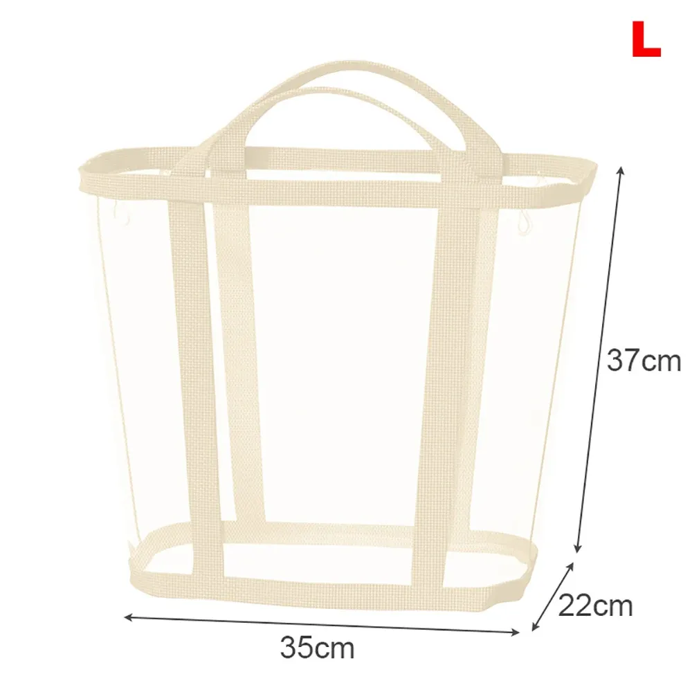 Panier à linge en maille nylon grande capacité avec poignée, respirant et pliable, portable, pour vêtements sales et rangement de jouets 8