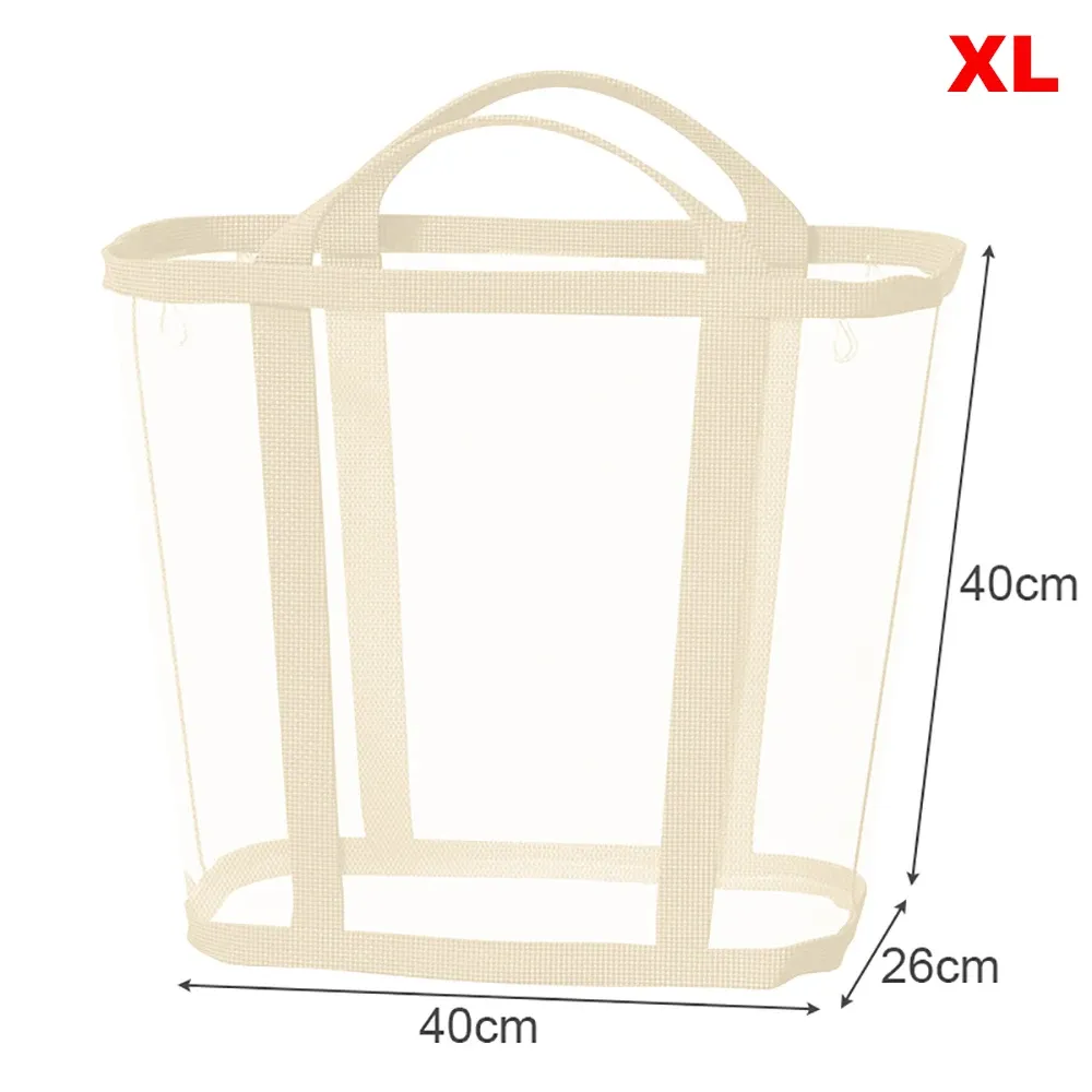 Panier à linge en maille nylon grande capacité avec poignée, respirant et pliable, portable, pour vêtements sales et rangement de jouets 9