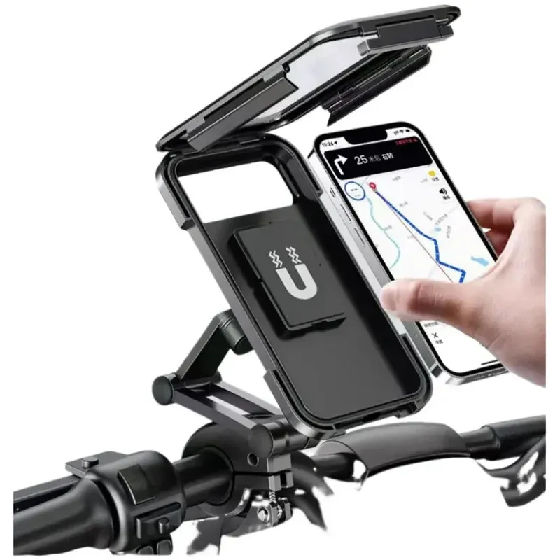 Support de téléphone rétractable et réglable pour vélo et moto, rotation à 360°, étanche et anti-chocs, compatible écran tactile
