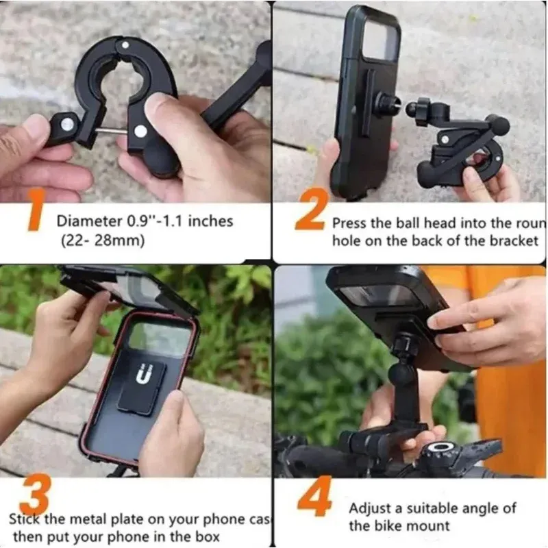 Support de téléphone rétractable et réglable pour vélo et moto, rotation à 360°, étanche et anti-chocs, compatible écran tactile 5