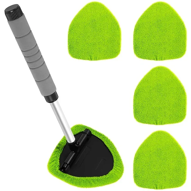 Ensemble de nettoyage télescopique pour pare-brise de voiture, avec brosse en microfibre et grattoir anti-buée - Image 1