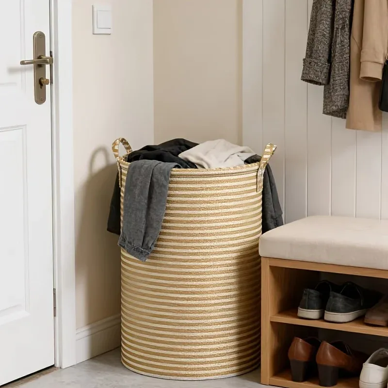 Panier à linge pliable grande capacité avec poignées robustes
