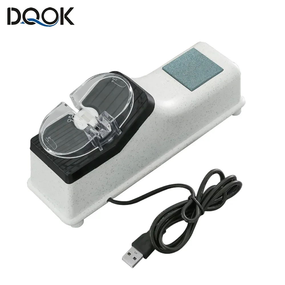 Aiguiseur électrique USB réglable pour couteaux de cuisine et ciseaux, meule blanche à grain moyen et fin 4