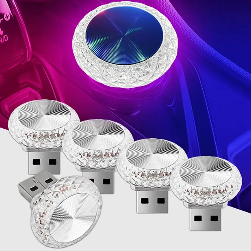 Mini veilleuse LED USB portable pour voiture, éclairage d'ambiance décoratif pour habitacle, lampe d'ordinateur, installation plug and play 2