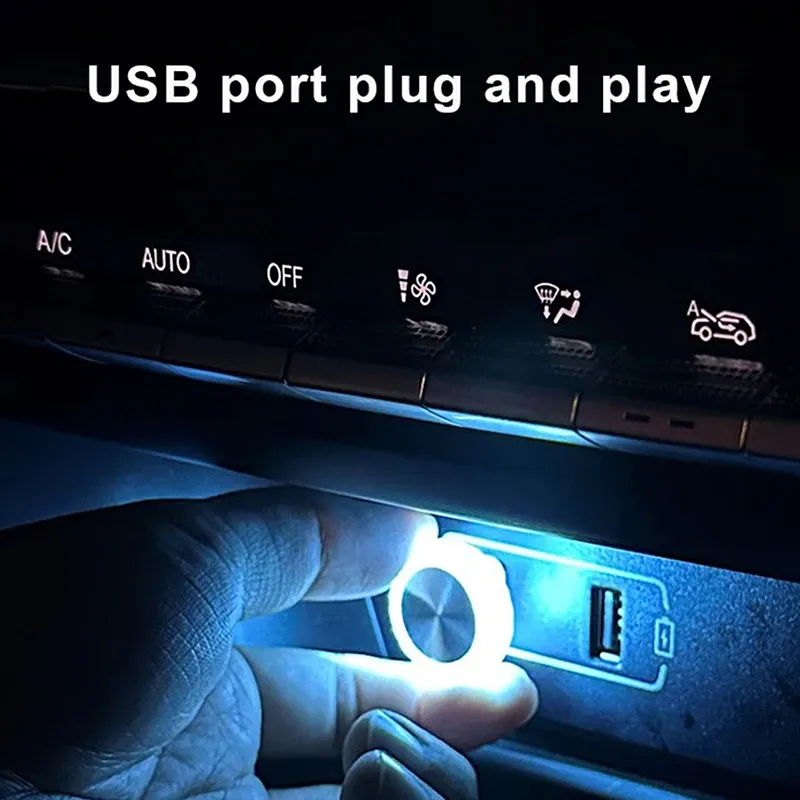 Mini veilleuse LED USB portable pour voiture, éclairage d'ambiance décoratif pour habitacle, lampe d'ordinateur, installation plug and play 5