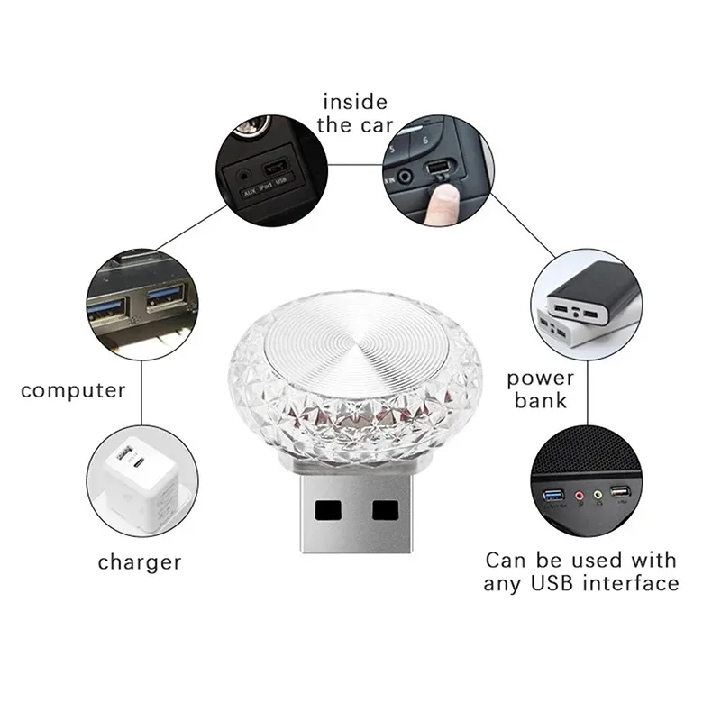 Mini lumière ambiante LED USB, touche décorative