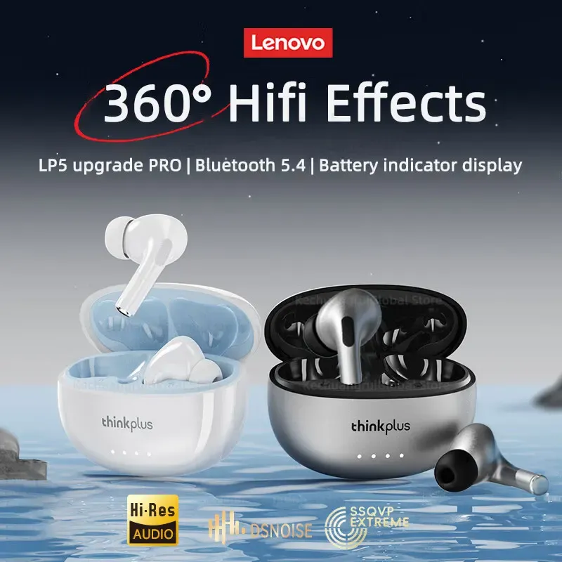 Écouteurs sans fil Bluetooth 5.4 Lenovo LP5 Pro TWS, son Hi-Fi, casque de jeu et de sport, avec micro, 2026