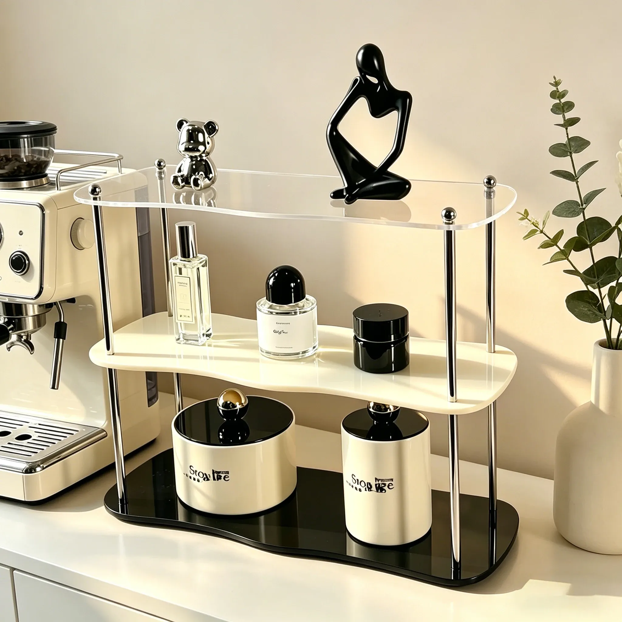 Étagère de rangement en acrylique 2 à 3 niveaux, présentoir amovible pour maquillage, parfums et tasses | Étagère cosmétique de bureau - Image 1