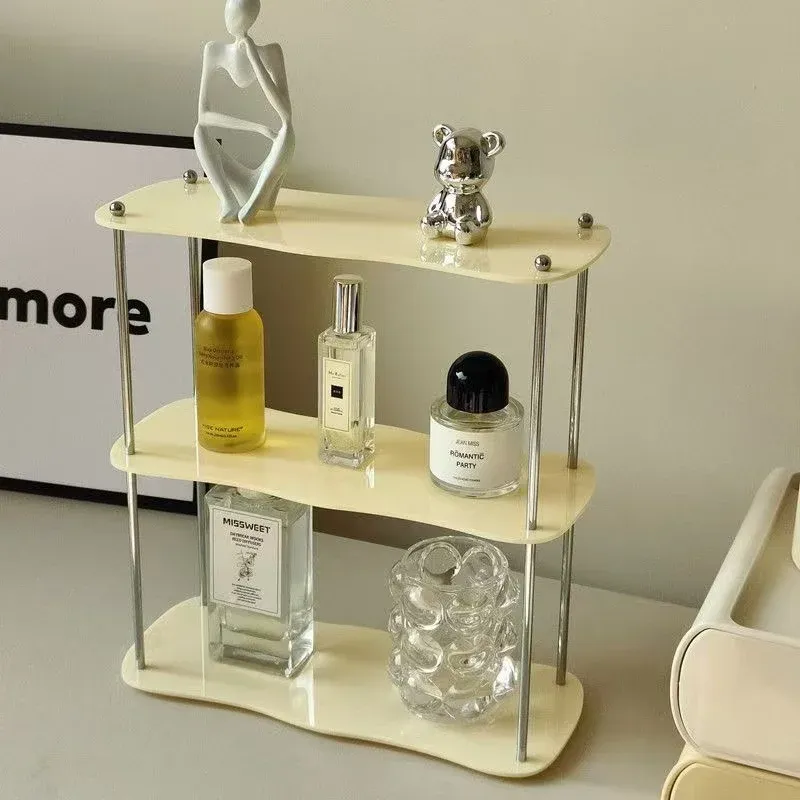 Étagère de rangement en acrylique 2 à 3 niveaux, présentoir amovible pour maquillage, parfums et tasses | Étagère cosmétique de bureau 14