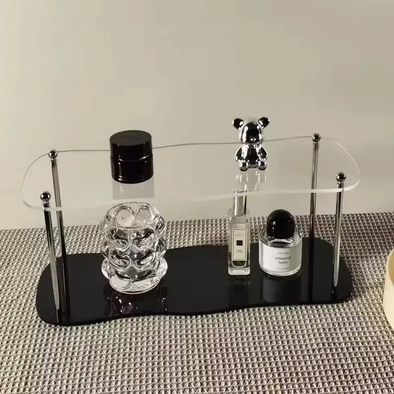 Étagère de rangement en acrylique 2 à 3 niveaux, présentoir amovible pour maquillage, parfums et tasses | Étagère cosmétique de bureau 7