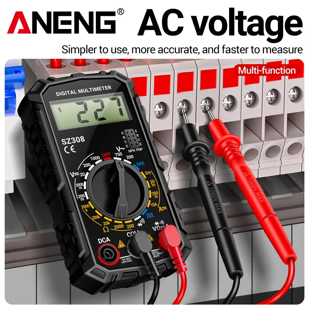 ANENG SZ308 Multimètre numérique 1999 points AC/DC haute précision, multifonction : tension, courant, résistance 2