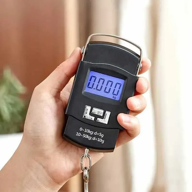 Balance électronique portable noire pour bagages 50 kg, écran LCD numérique, avec crochet 3