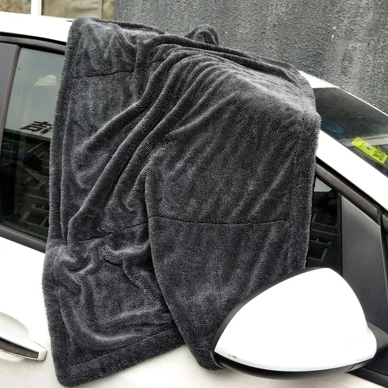 Chiffon de nettoyage moto en microfibre épaisse double couche, serviette de lavage auto absorbante pour séchage et détailing 2