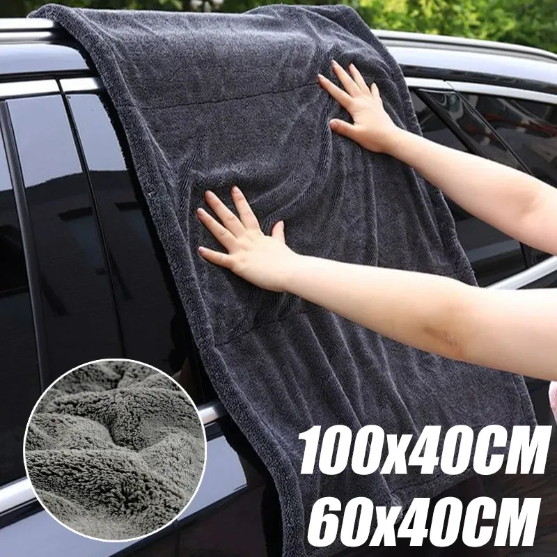 Chiffon de nettoyage moto en microfibre épaisse double couche, serviette de lavage auto absorbante pour séchage et détailing