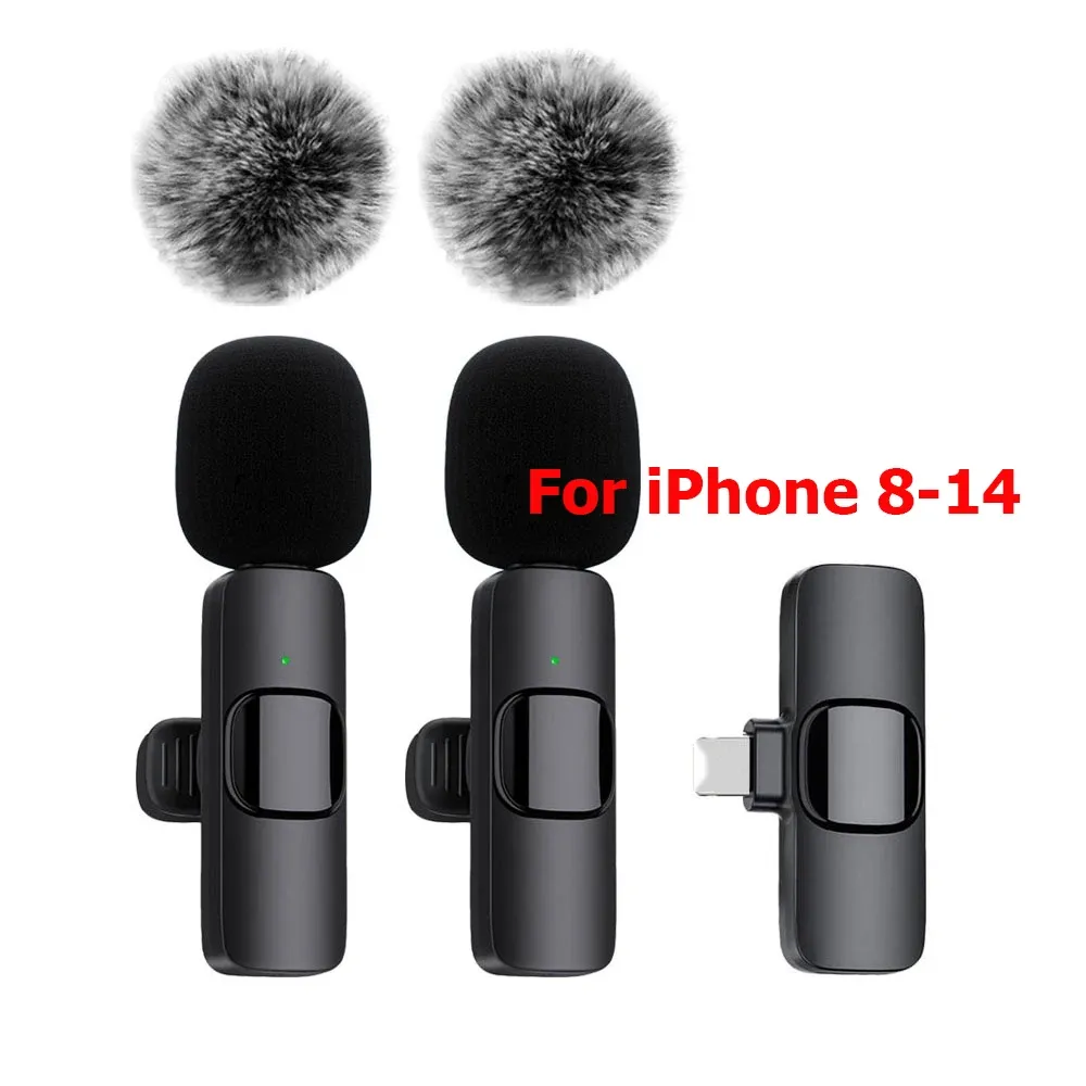 Microphone-cravate sans fil K60, micro d'enregistrement audio et vidéo compact pour iPhone, Android, ordinateur portable, diffusion en direct et téléphone mobile 8