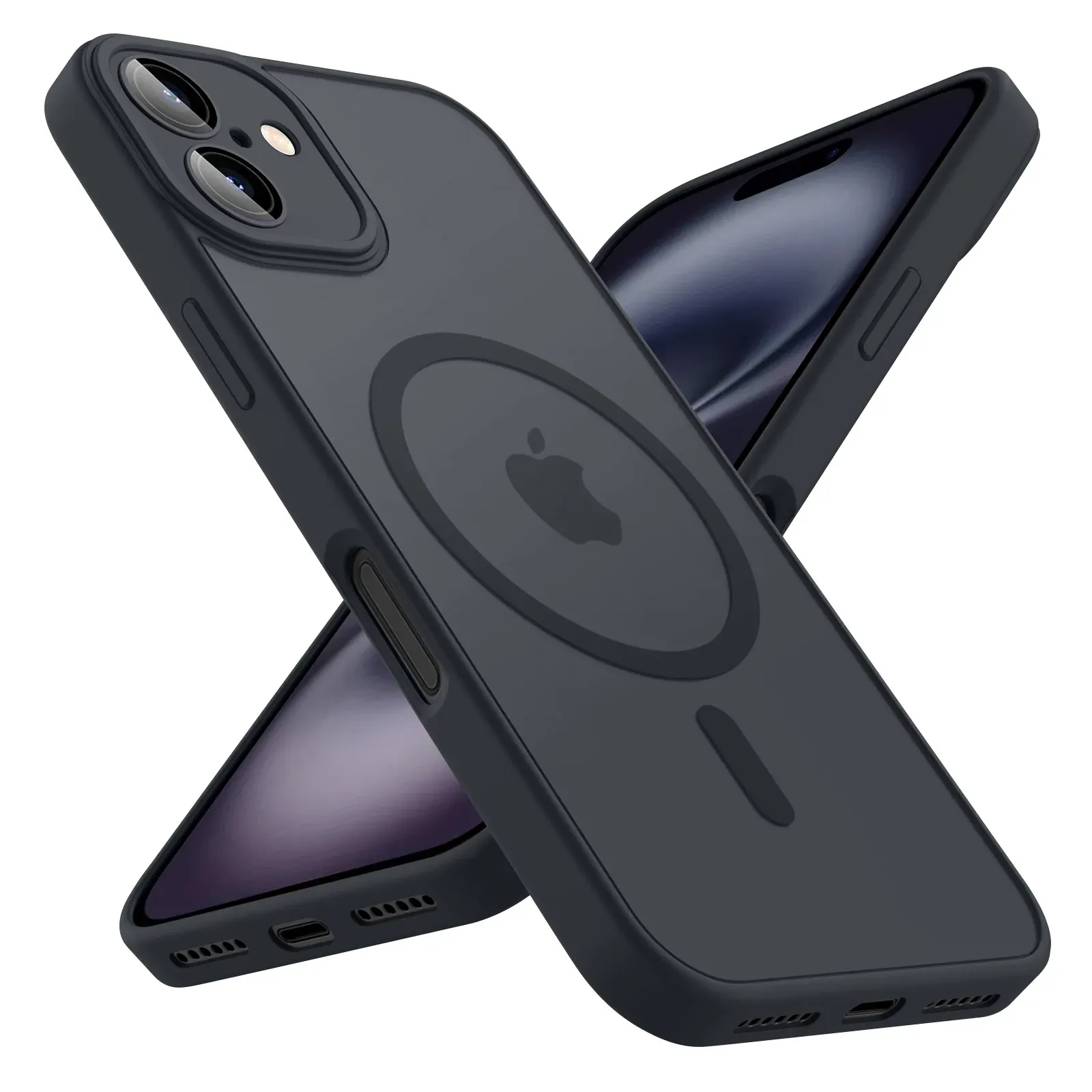 Coque givrée de luxe pour iPhone 11 à 18 (Plus, Pro, Pro Max), compatible MagSafe, transparente mate et magnétique