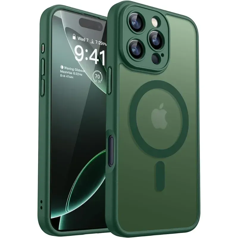 Coque givrée de luxe pour iPhone 11 à 18 (Plus, Pro, Pro Max), compatible MagSafe, transparente mate et magnétique 6