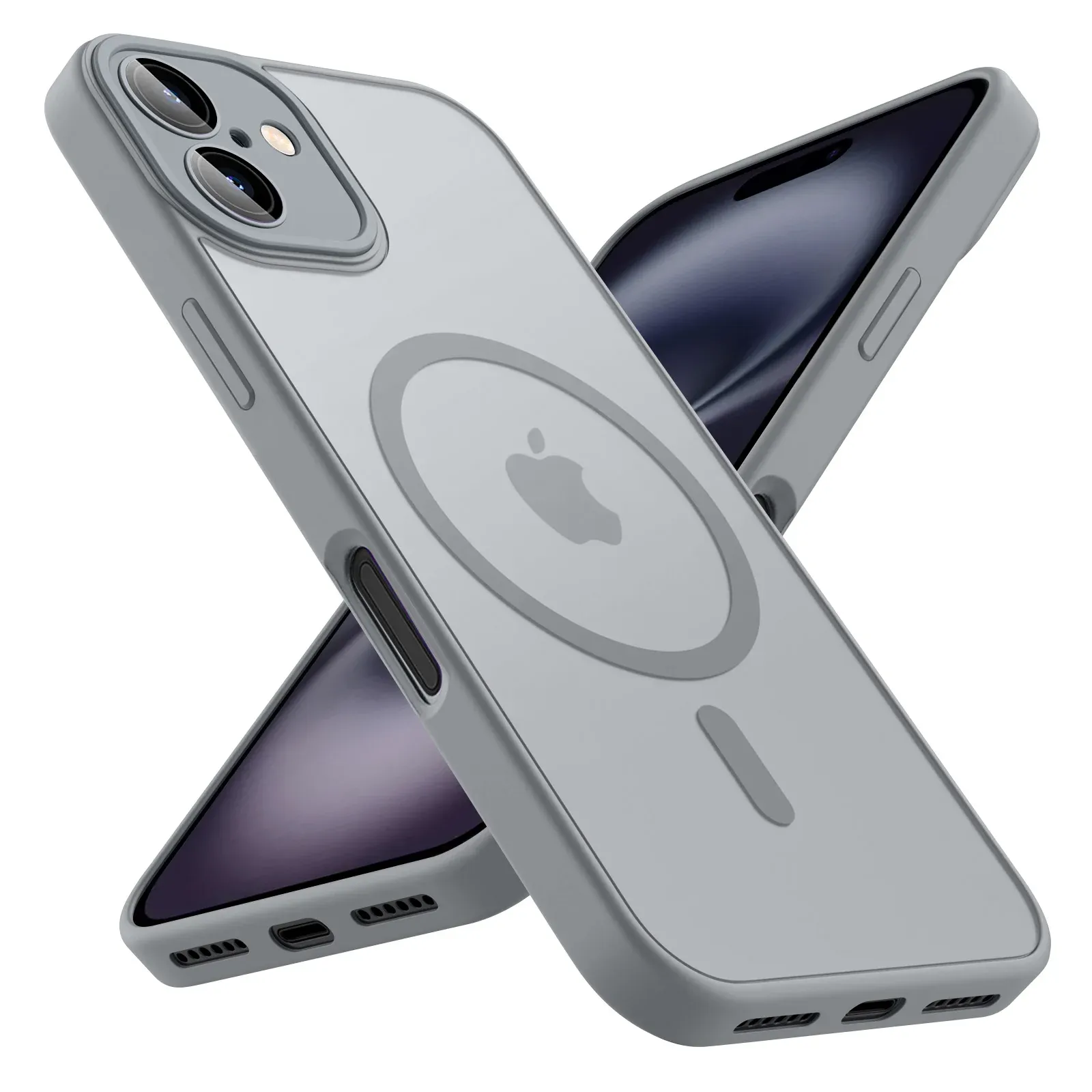 Coque givrée de luxe pour iPhone 11 à 18 (Plus, Pro, Pro Max), compatible MagSafe, transparente mate et magnétique 14