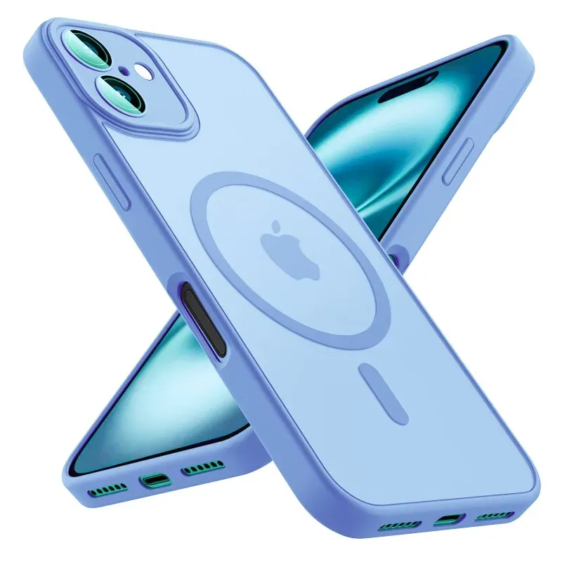 Coque givrée de luxe pour iPhone 11 à 18 (Plus, Pro, Pro Max), compatible MagSafe, transparente mate et magnétique 15