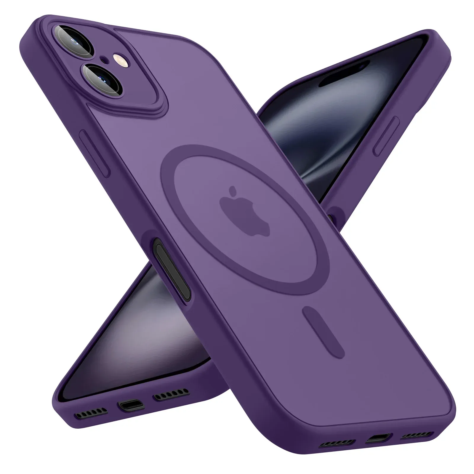 Coque givrée de luxe pour iPhone 11 à 18 (Plus, Pro, Pro Max), compatible MagSafe, transparente mate et magnétique 8