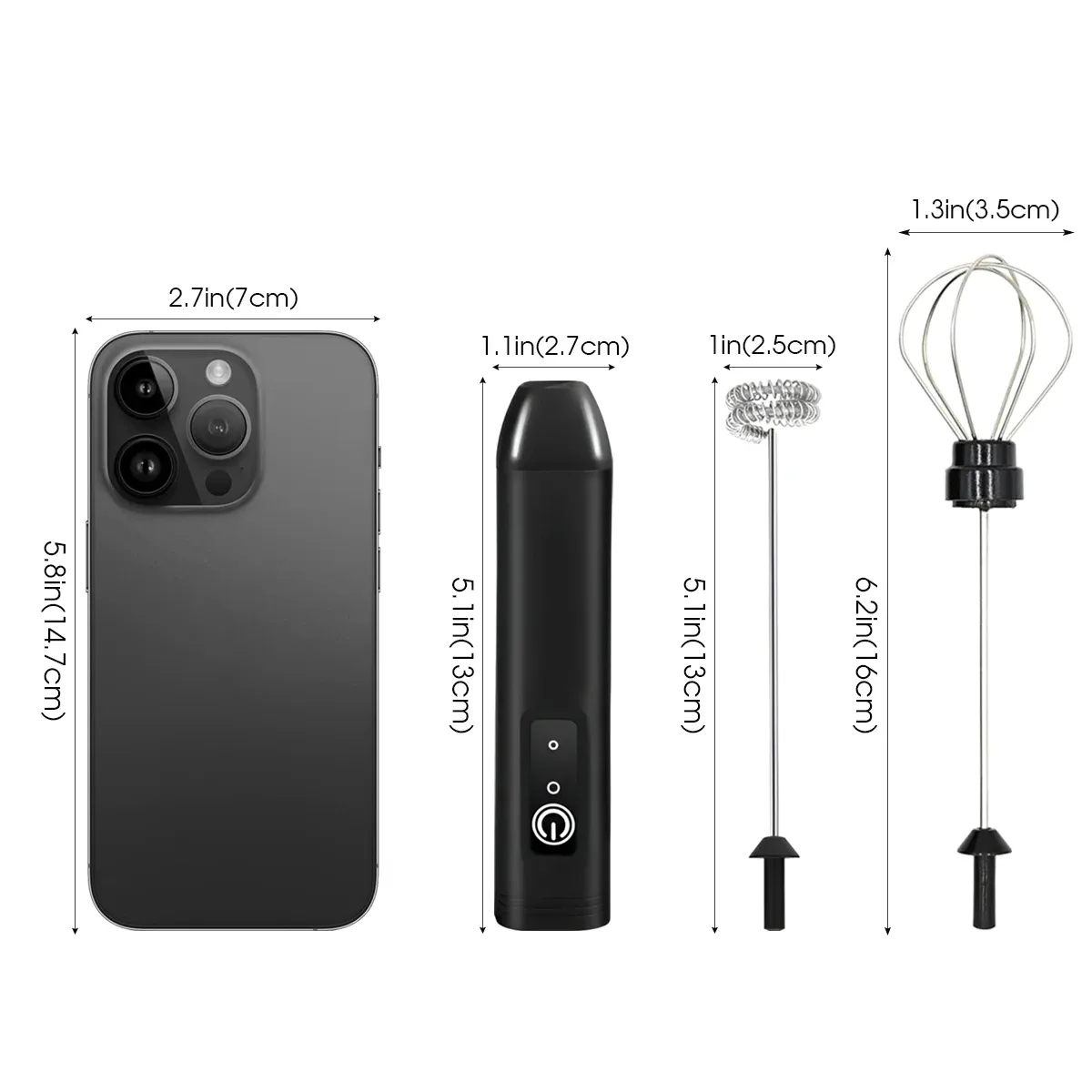 Mousseur à lait électrique portable, mélangeur à café et batteur à œufs – Rechargeable par USB 500 mAh 2