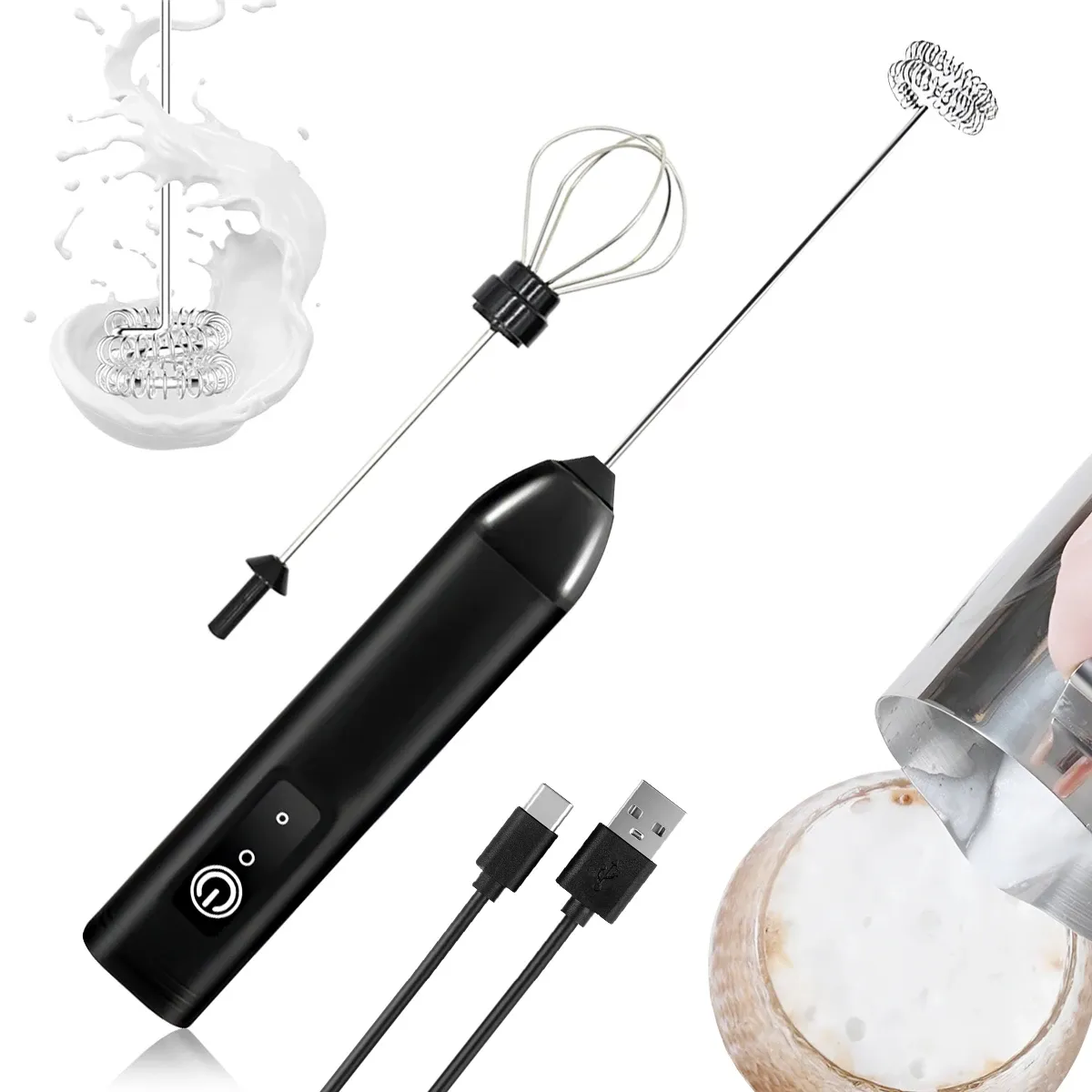 Mousseur à lait électrique portable, mélangeur à café et batteur à œufs – Rechargeable par USB 500 mAh 9