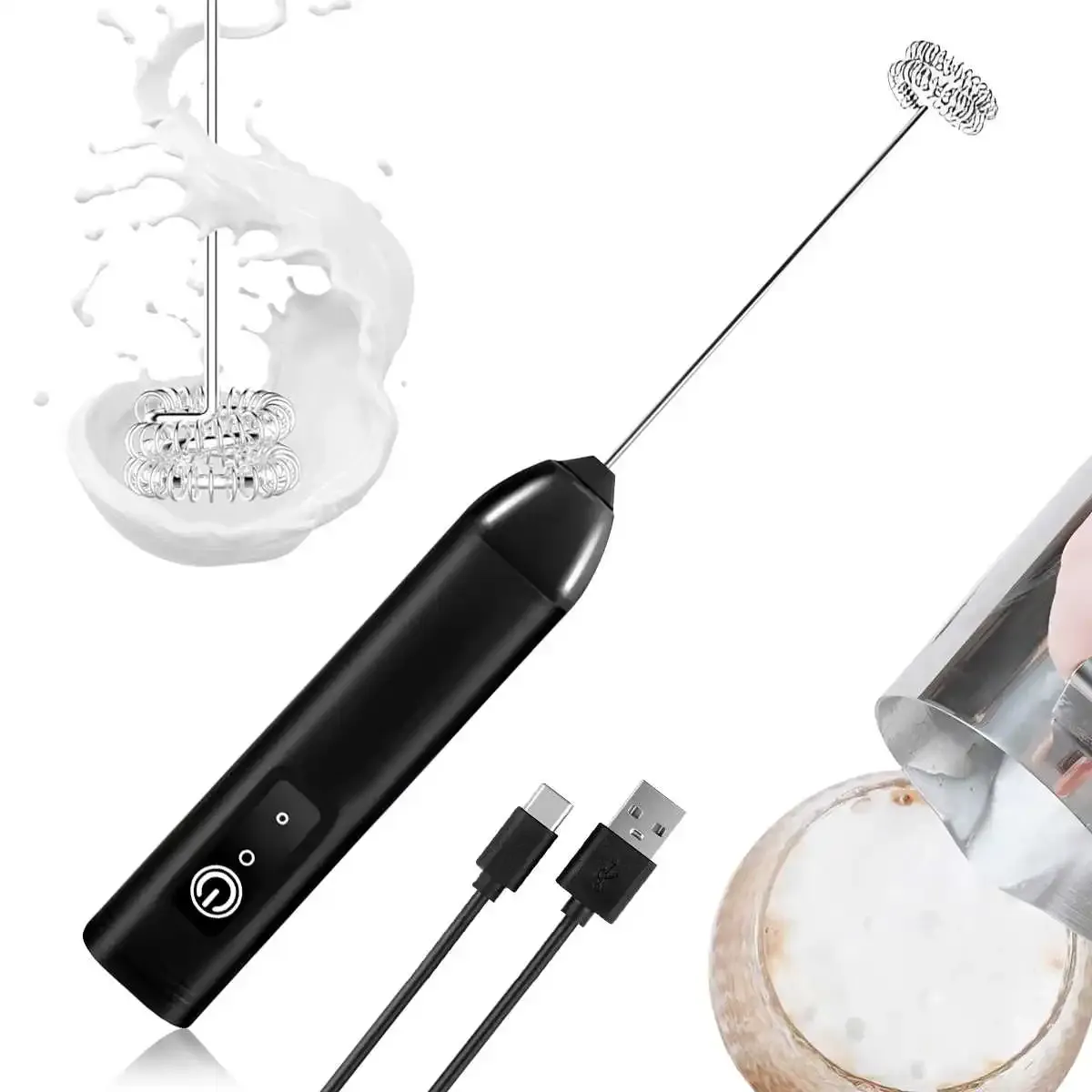 Mousseur à lait électrique portable, mélangeur à café et batteur à œufs – Rechargeable par USB 500 mAh 7