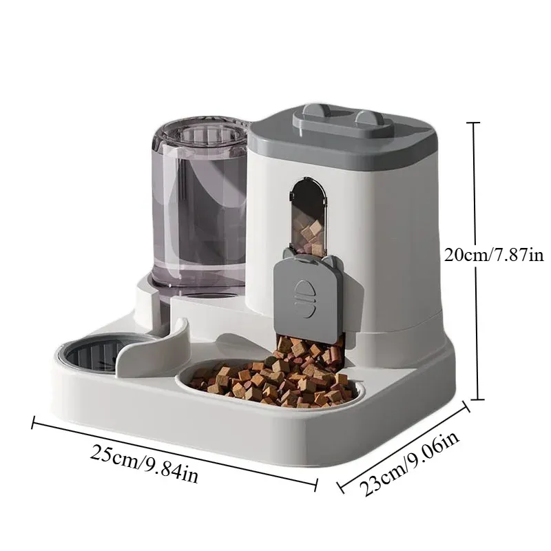 Distributeur automatique de nourriture pour chats avec fontaine à eau intégrée et design anti-déversement pour chats et chiens de toutes tailles 6