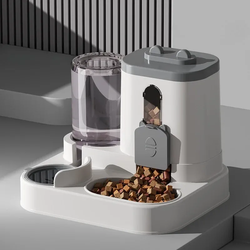 Distributeur automatique de nourriture pour chats avec fontaine à eau intégrée et design anti-déversement pour chats et chiens de toutes tailles 9