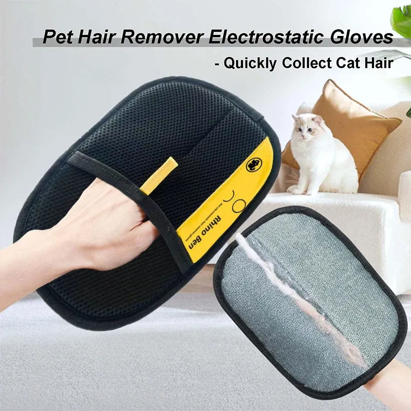 Gant électrostatique pour animaux de compagnie en utilisation