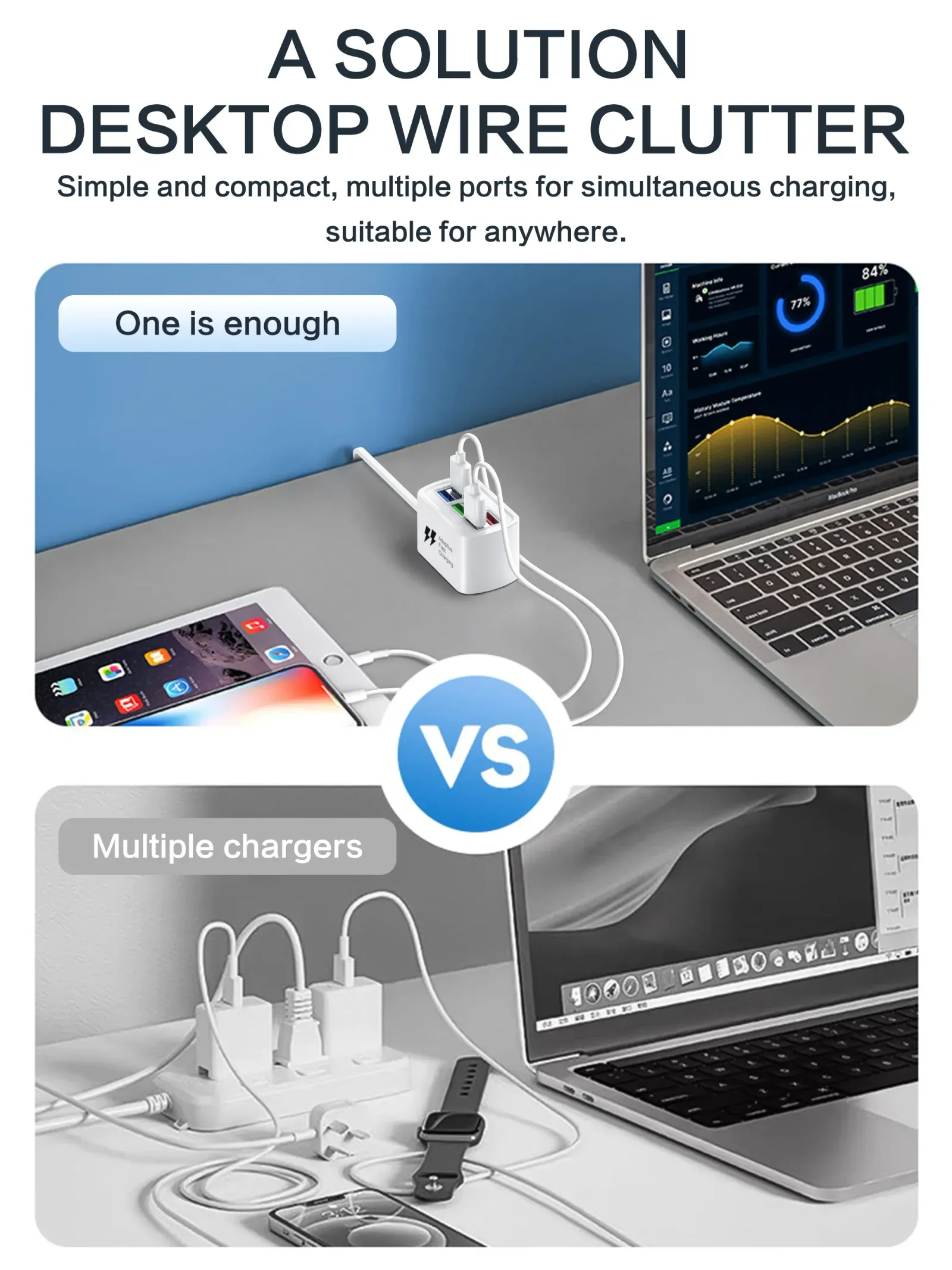 Détail de la station de charge de bureau USB