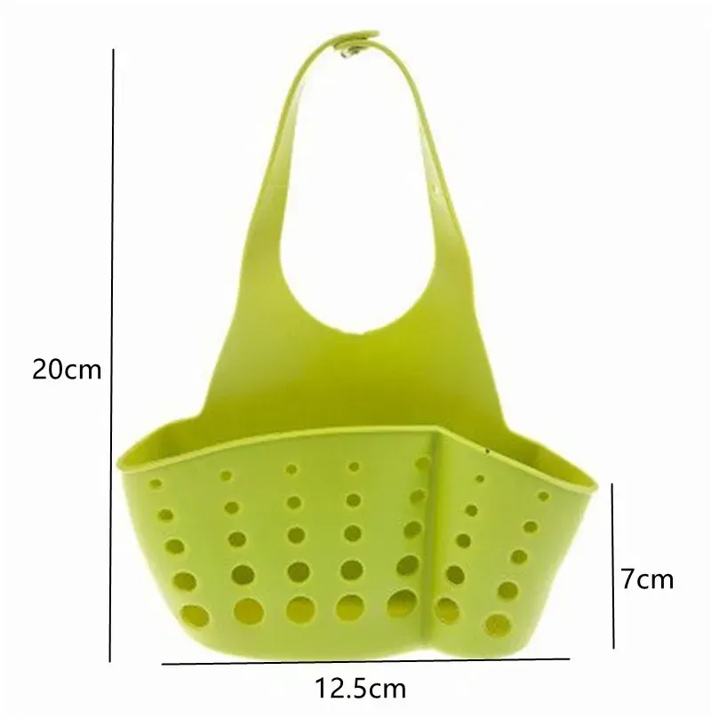 Organiseur d'évier de cuisine à double étage avec support suspendu pour éponge et savon, accessoires de panier de vidange en silicone 5