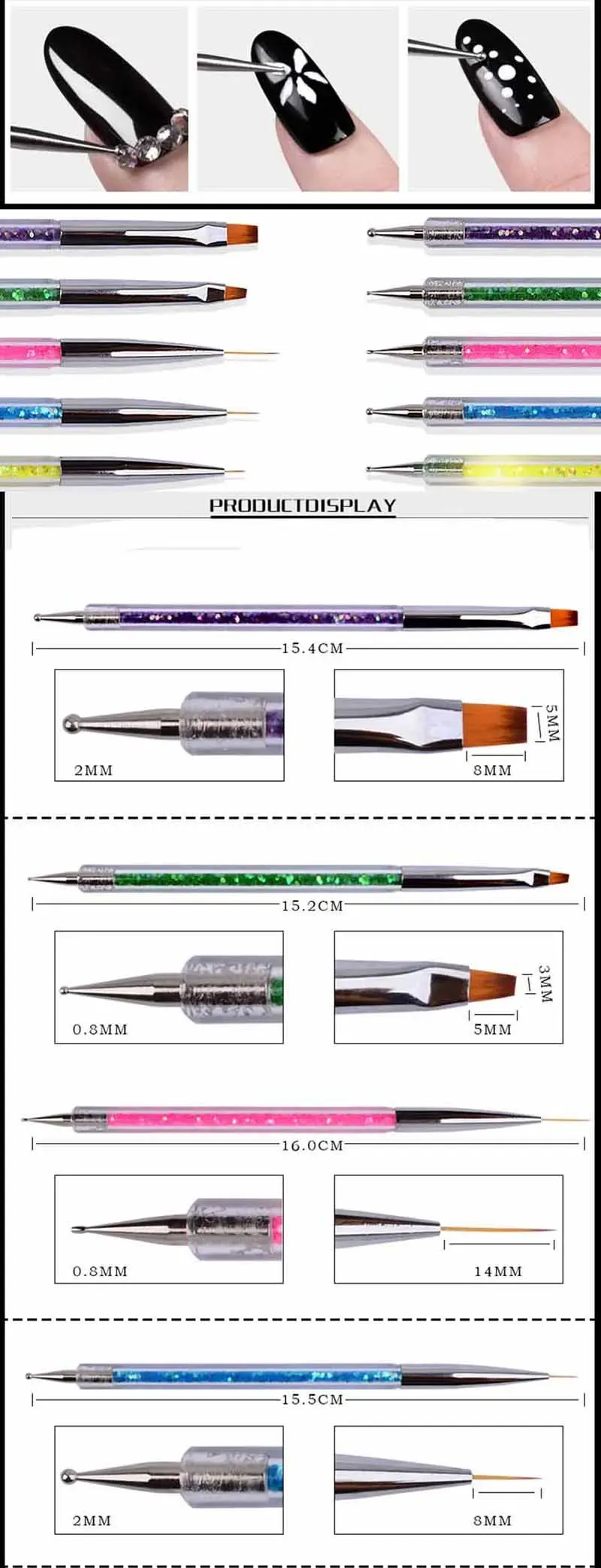 Ensemble de stylos à pointiller pour nail art