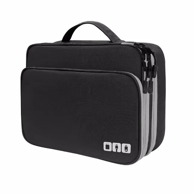 Sac de rangement multicouche pour câbles et accessoires électroniques, étui de voyage portable pour chargeurs et iPad 7