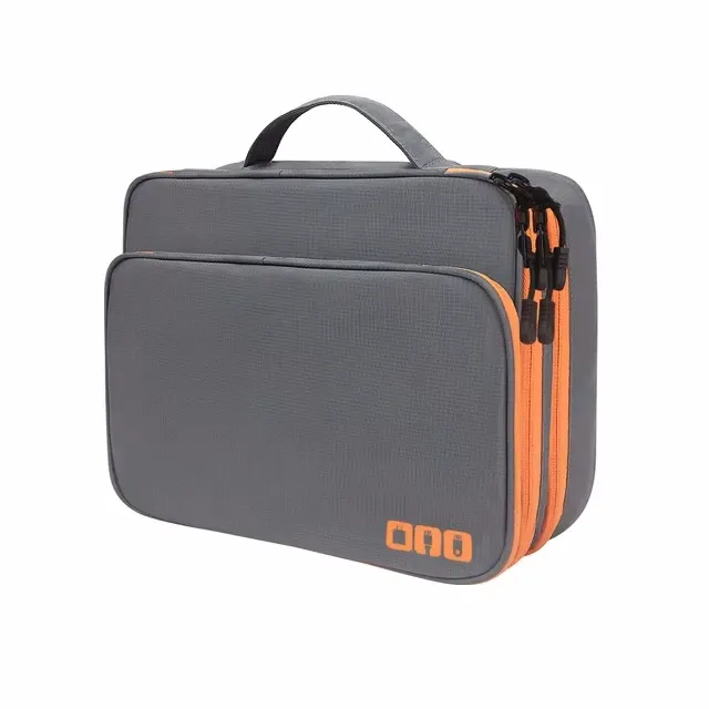 Sac de rangement multicouche pour câbles et accessoires électroniques, étui de voyage portable pour chargeurs et iPad 8
