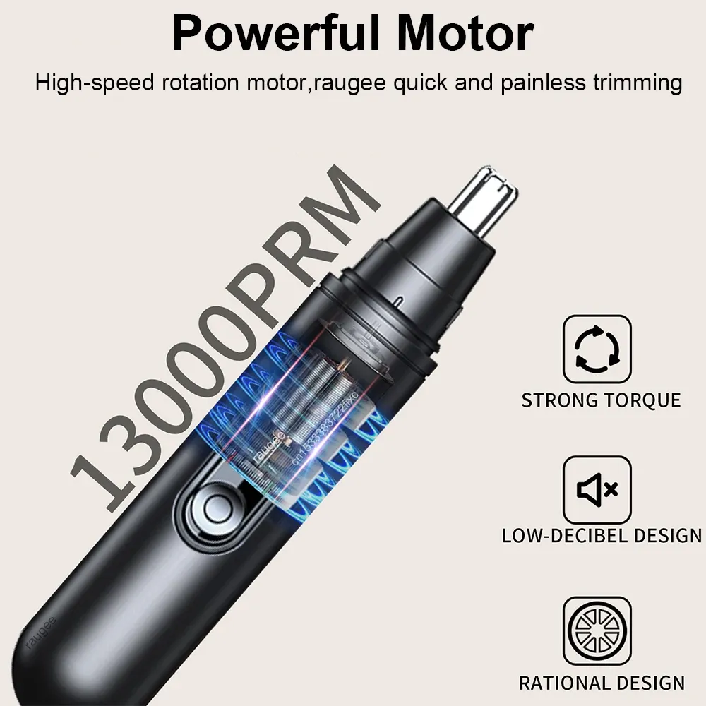 Tondeuse électrique portable pour le nez, rechargeable et automatique, rasage du nez, des sourcils et des oreilles, indolore 3