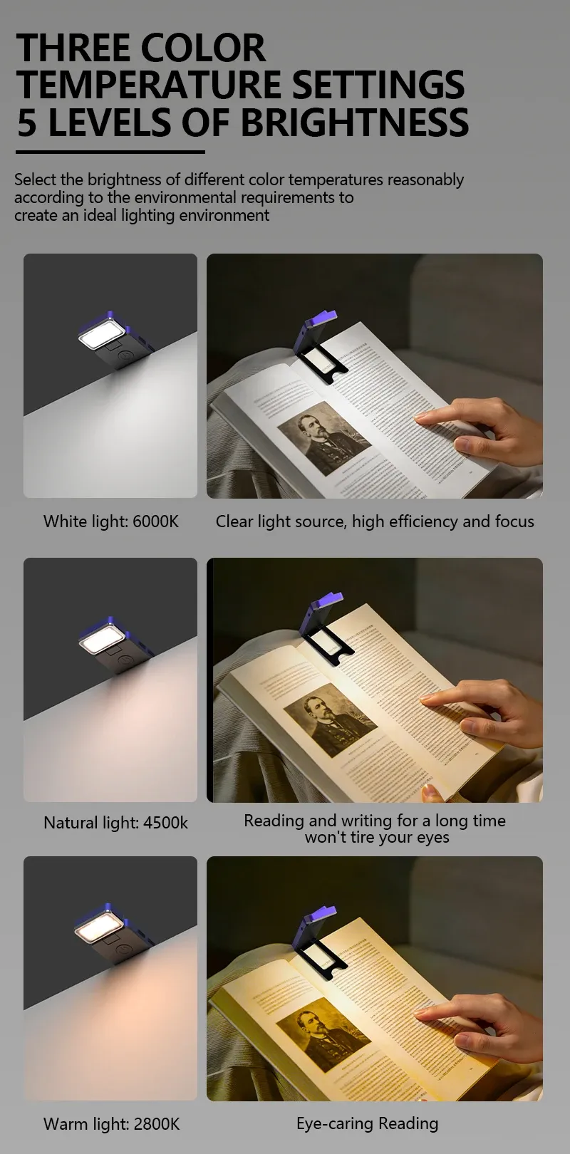 Lampe de lecture LED vue de profil
