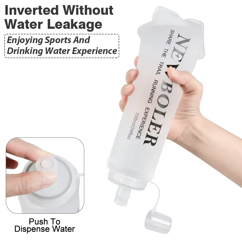 Bouteille d'eau de sport pliable sans BPA NEWBOLER pour la course à pied et la randonnée 5