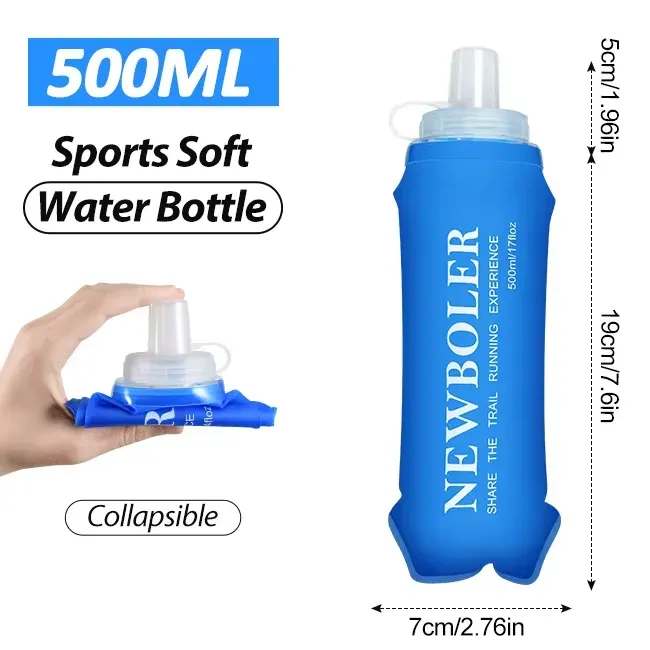 Bouteille d'eau de sport pliable sans BPA NEWBOLER pour la course à pied et la randonnée 9