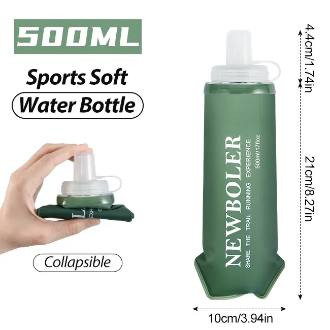 Bouteille d'eau de sport pliable sans BPA NEWBOLER pour la course à pied et la randonnée 14