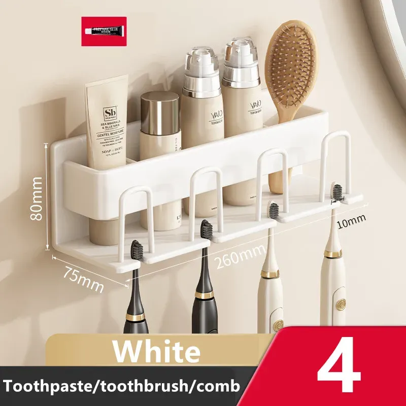 Porte-brosse à dents mural en alliage d'aluminium avec support pour dentifrice, sans perçage 13