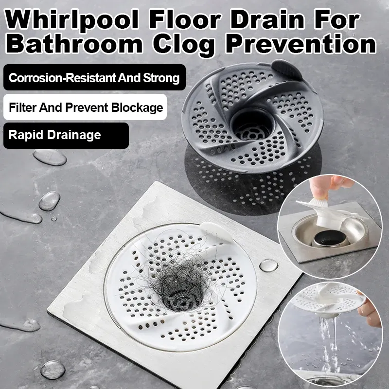 Lot de 3 couvercles de siphon de sol à vortex anti-obstruction, avec crépine rotative anti-cheveux et anti-insectes pour douche et salle de bain