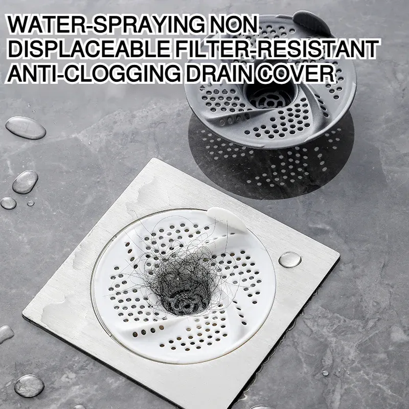 Lot de 3 couvercles de siphon de sol à vortex anti-obstruction, avec crépine rotative anti-cheveux et anti-insectes pour douche et salle de bain 2